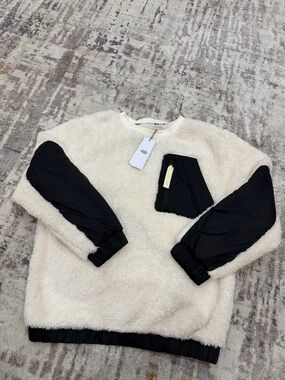 UGG Cream Sherpa Pullover with Black Trim